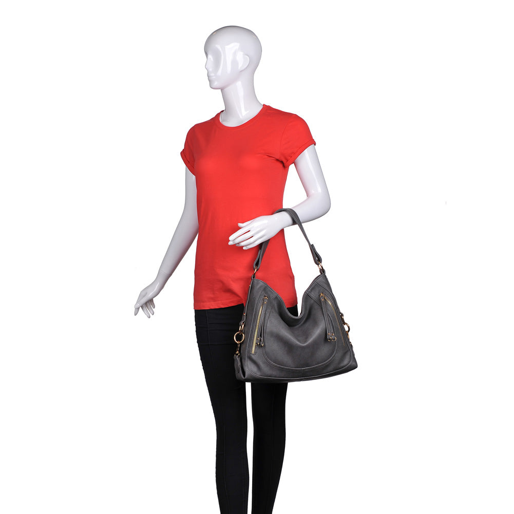 Product Image of Urban Expressions Jessica Pebble Satchel NA-840611155238 View 5 | Gunmetal