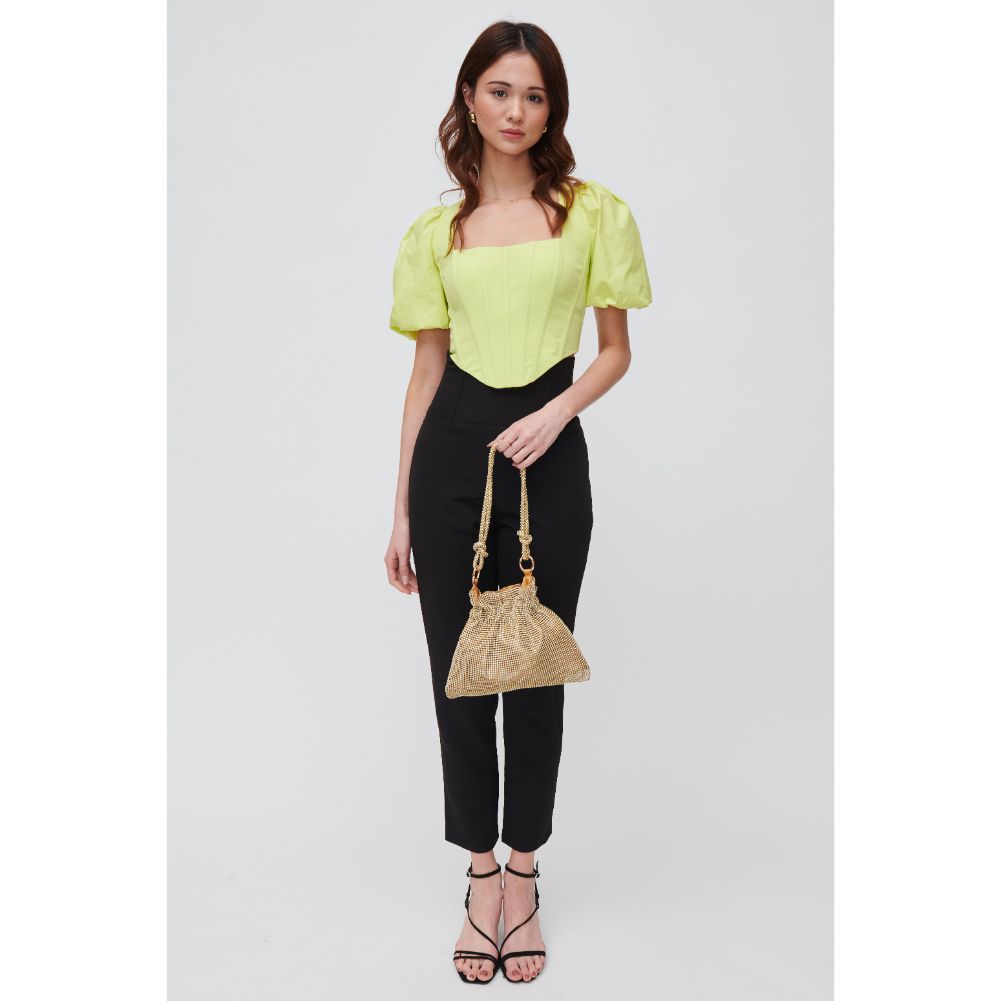 Woman wearing Gold Urban Expressions Larissa Evening Bag 840611108975 View 3 | Gold