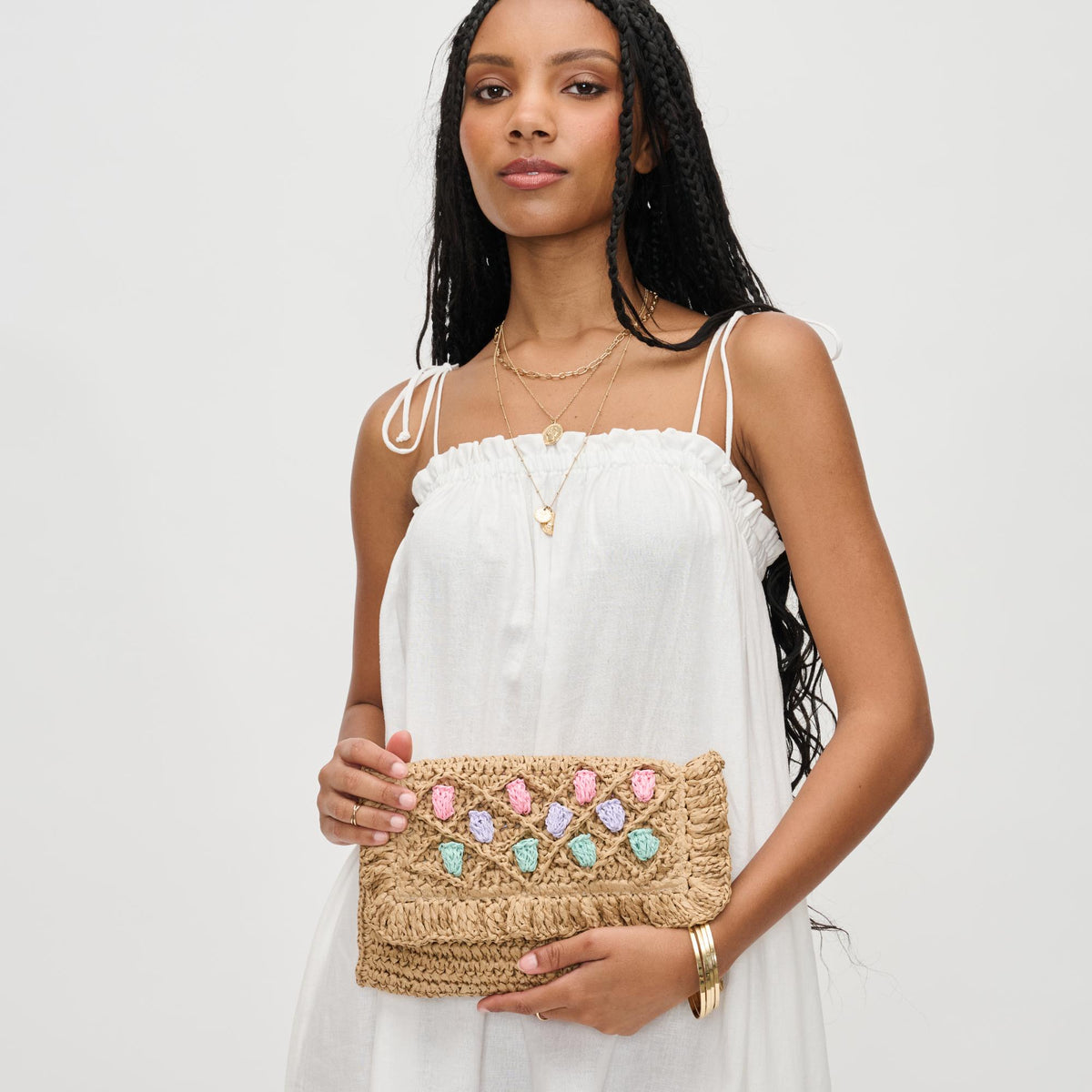 Woman wearing Natural Urban Expressions Aria Crossbody 840611129369 View 1 | Natural