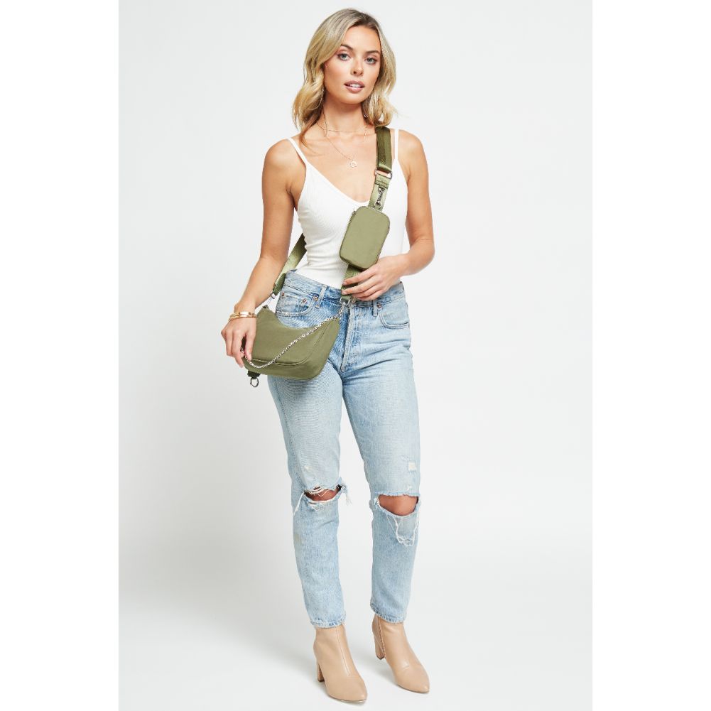 Woman wearing Olive Urban Expressions Joss - Nylon Crossbody 840611176820 View 3 | Olive