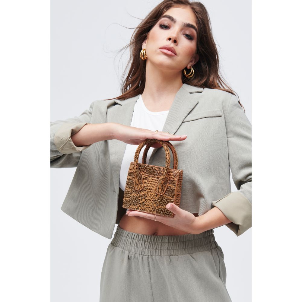 Woman wearing Tan Urban Expressions Daria Mini Bag 818209011228 View 4 | Tan
