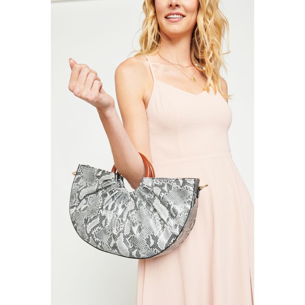 Woman wearing Black Urban Expressions Moon Satchel 840611172662 View 2 | Black