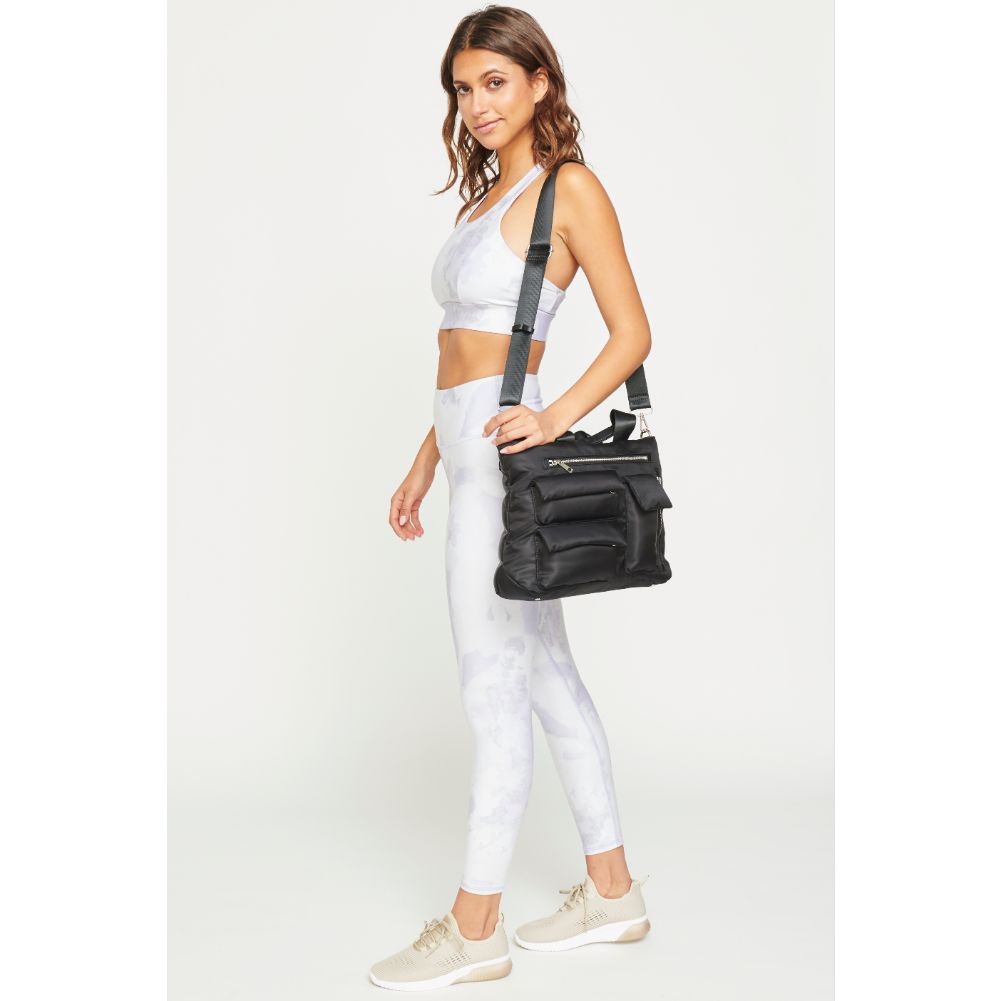 Woman wearing Black Urban Expressions Aria Messenger 840611182050 View 4 | Black
