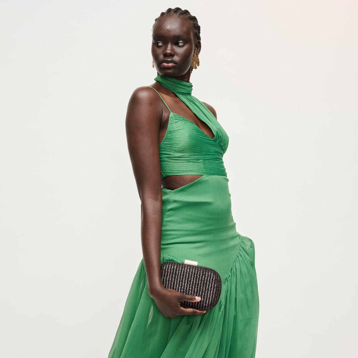 Woman wearing Chocolate Urban Expressions Alix Evening Bag 840504206313 View 4 | Chocolate