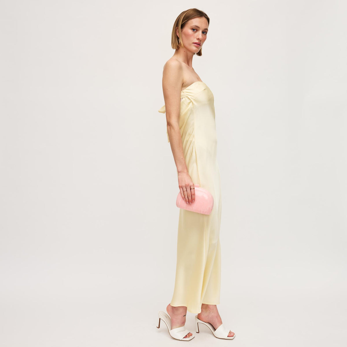 Woman wearing Light Pink Urban Expressions Morgan Evening Bag 840611151513 View 3 | Light Pink