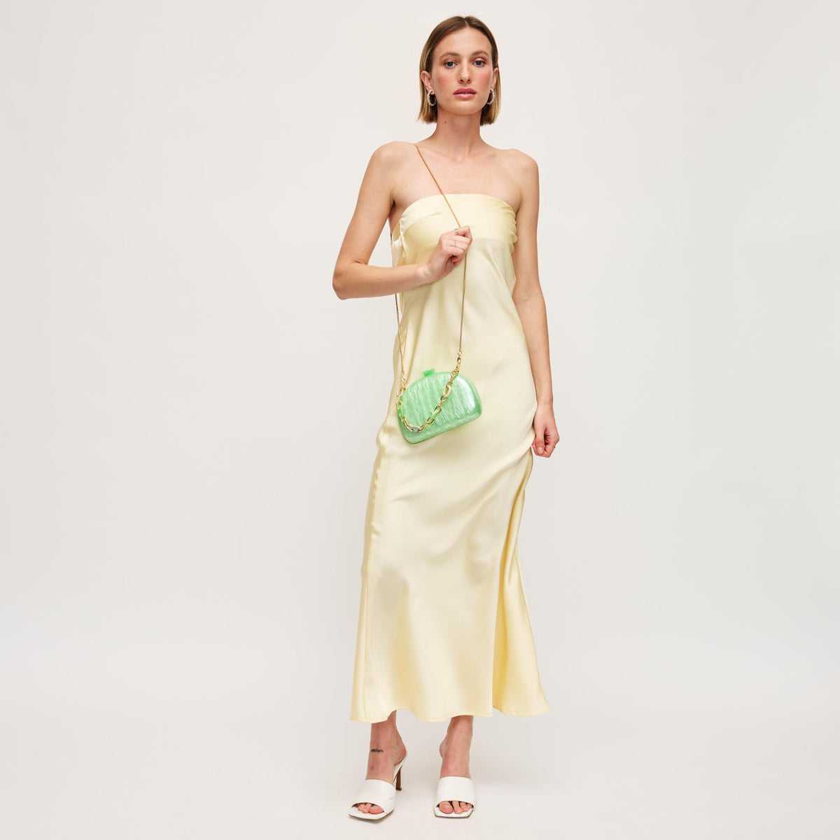 Woman wearing Light Green Urban Expressions Morgan Evening Bag 840611151506 View 4 | Light Green