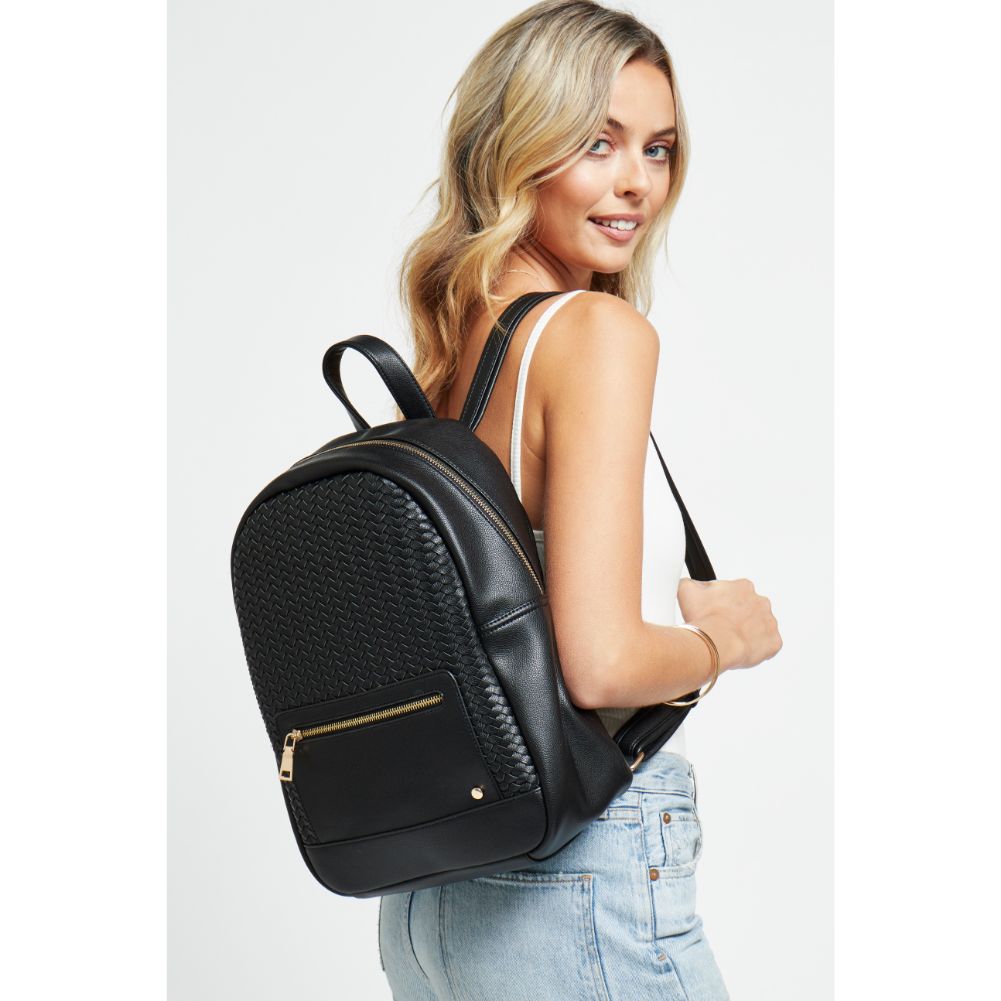 Woman wearing Black Urban Expressions Becca Backpack 840611178701 View 2 | Black