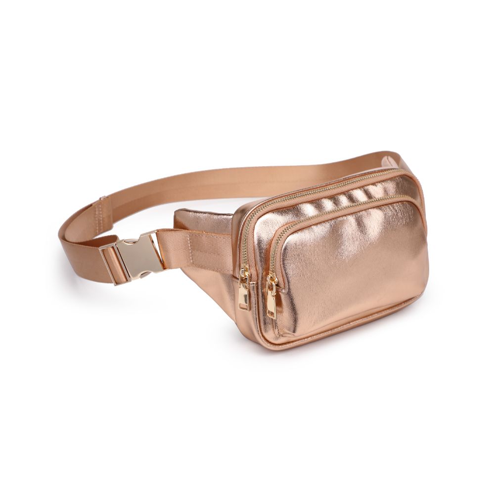 Woman wearing Rose Gold Urban Expressions Minnie Belt Bag 840611120878 View 6 | Rose Gold