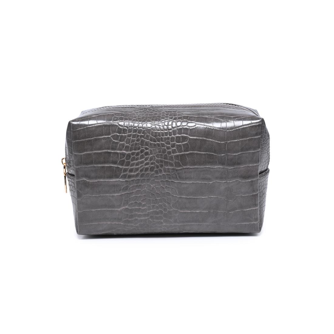 Urban Essentials Croc Chic Cosmetic & Travel Organizer Pouch 840504210587 View 5 | Dark Grey