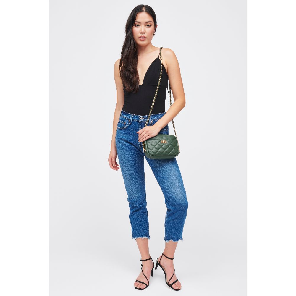 Woman wearing Hunter Green Urban Expressions Heidi Crossbody 840611185051 View 3 | Hunter Green