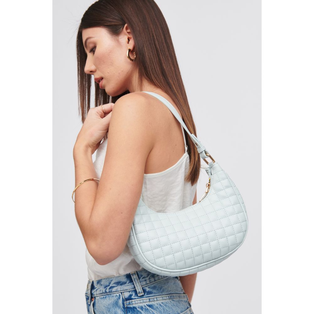 Woman wearing Ice Blue Urban Expressions Sybil - Quilted Shoulder Bag 818209018807 View 2 | Ice Blue