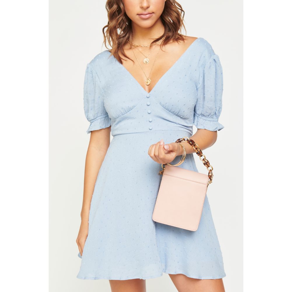 Woman wearing Blush Urban Expressions Bobbie Crossbody 840611169952 View 2 | Blush