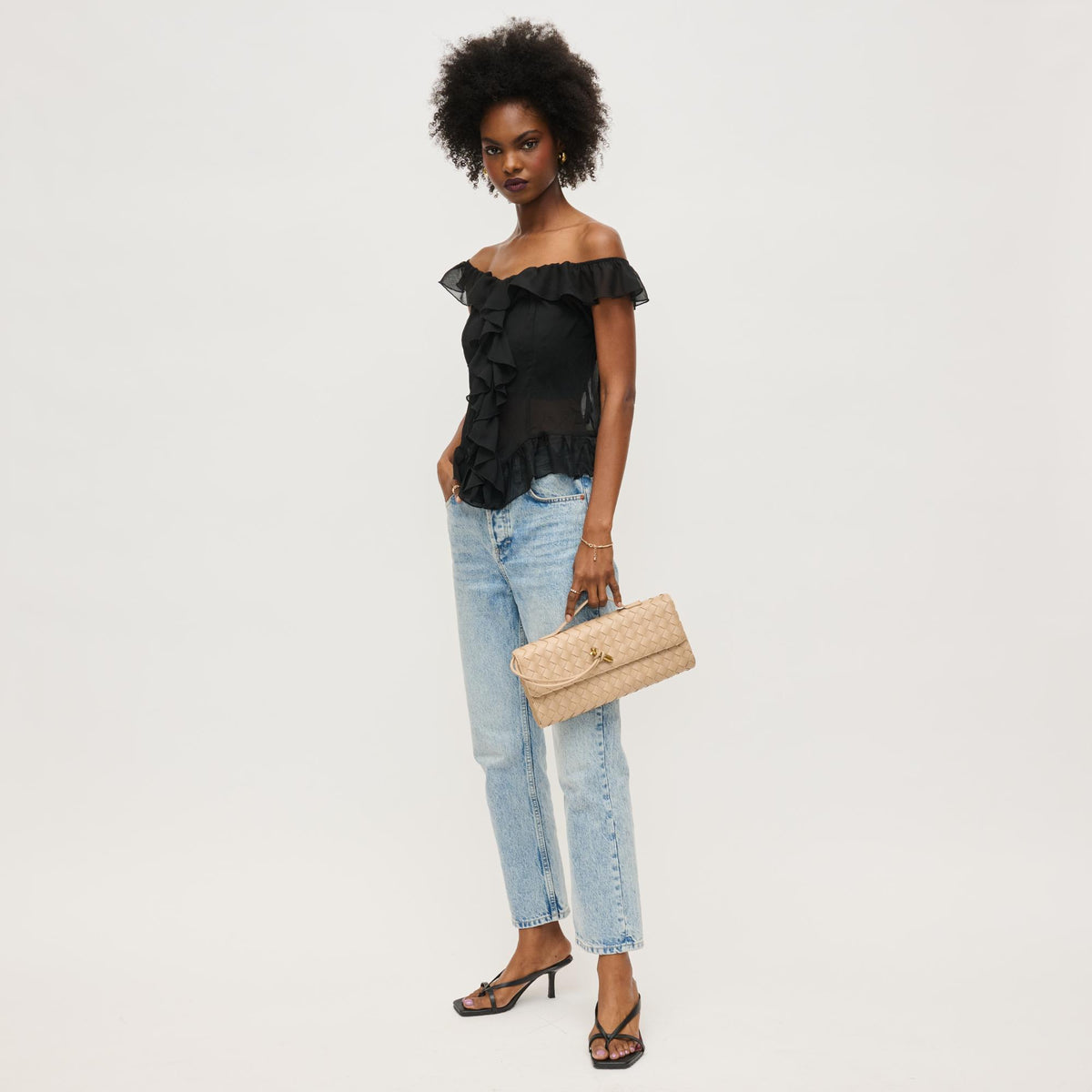 Woman wearing Nude Urban Expressions Ada Crossbody 840611161444 View 2 | Nude