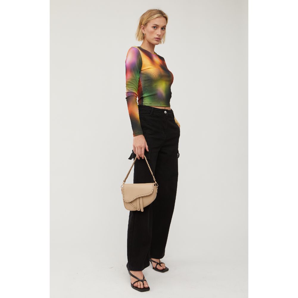 Woman wearing Sand Urban Expressions Sloane Crossbody 840611128058 View 3 | Sand