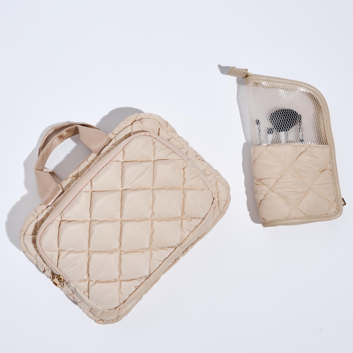 Woman wearing Cream Urban Essentials Cloud Cruiser Travel Organizer 840611197689 View 4 | Cream