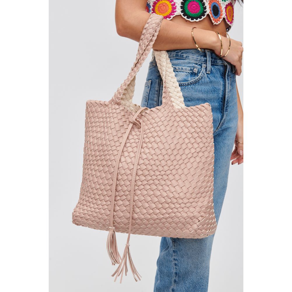 Woman wearing Ballerina Ivory Urban Expressions Wilhelmina Tote 840611105462 View 4 | Ballerina Ivory