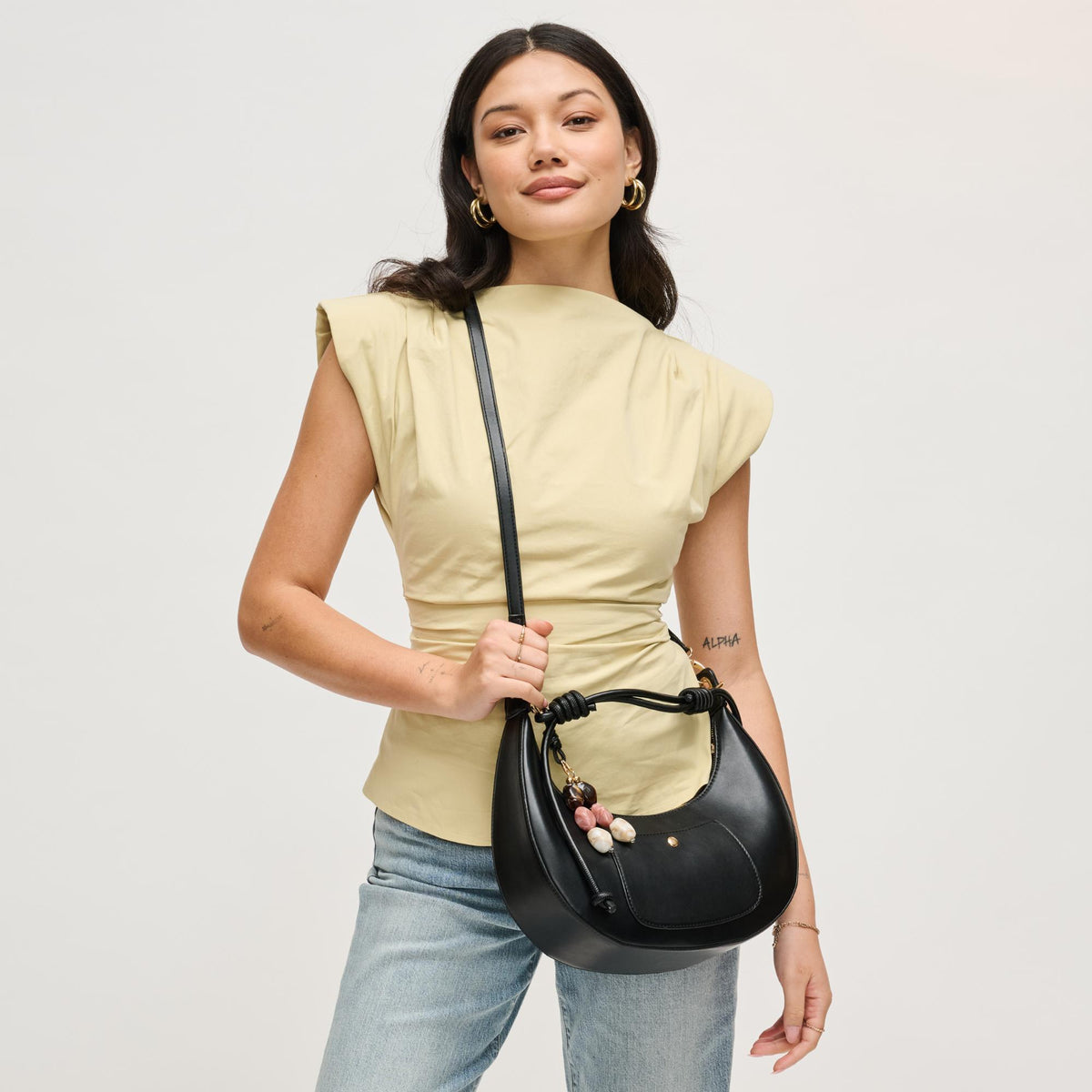 Woman wearing Black Urban Expressions Emilia Hobo 840504206429 View 2 | Black