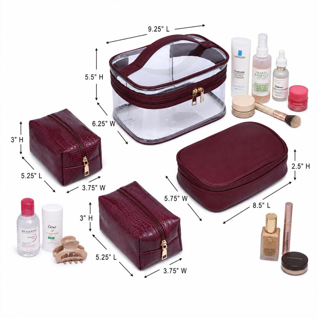 Woman wearing Red Urban Essentials Croc Chic - 4 Piece Train Case Set 840504215711 View 3 | Red