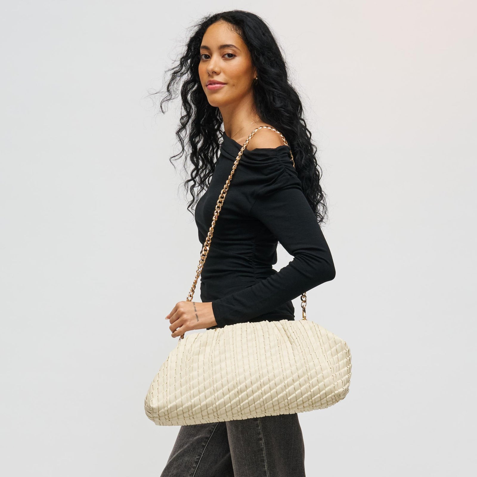 Woman wearing Black Urban Expressions Veronica Clutch 840611198372 View 1 | Black