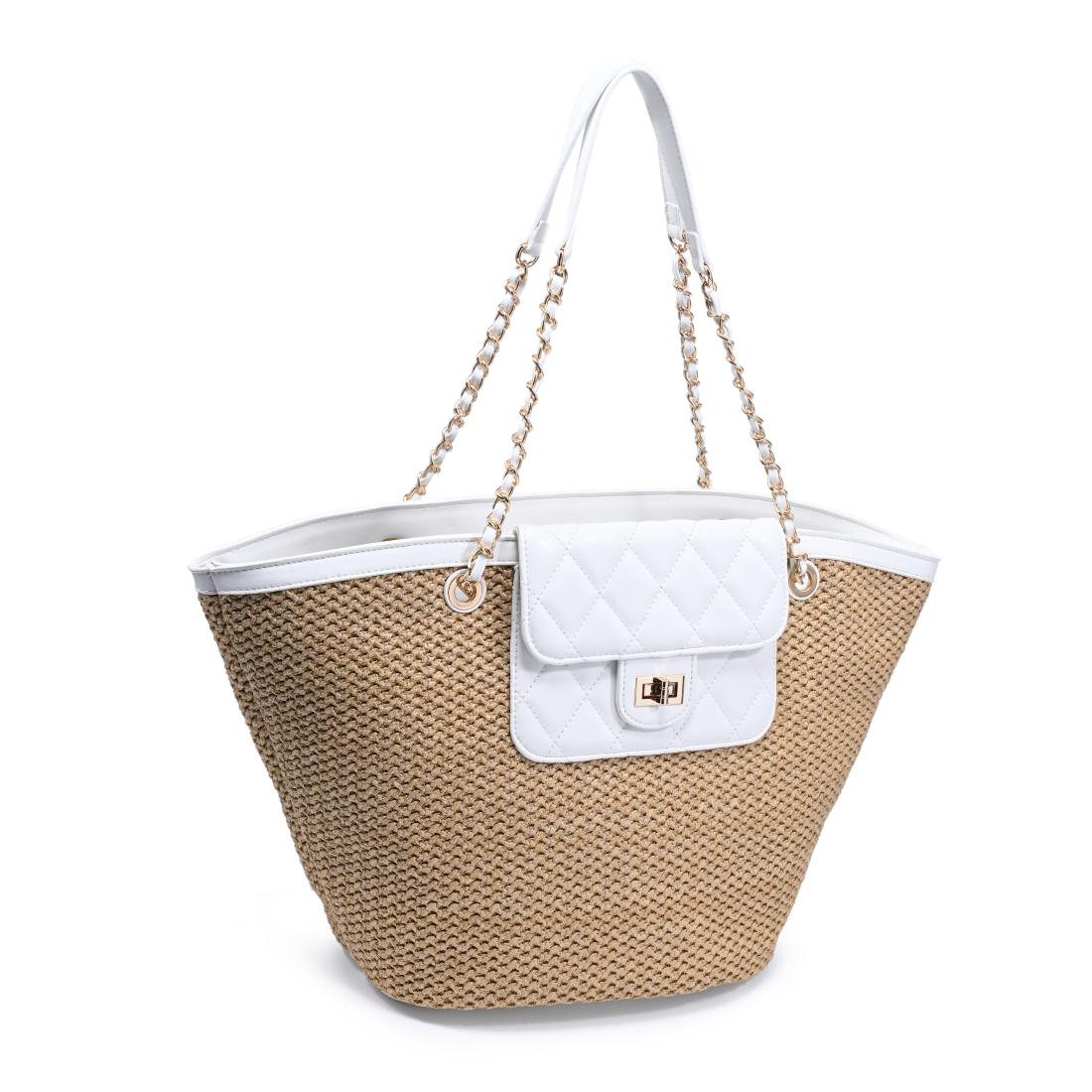 Woman wearing Natural White Urban Expressions Landon Tote 840504205019 View 6 | Natural White