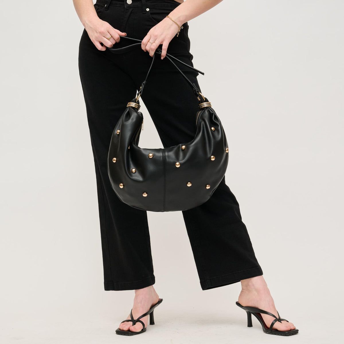 Woman wearing Black Urban Expressions Bianca Hobo 840611151131 View 3 | Black