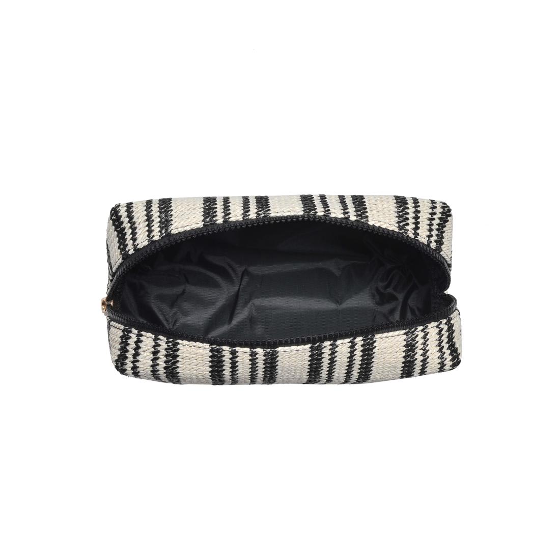Urban Essentials Voyage Stripe Cosmetic & Travel Organizer Pouch 840611152626 View 8 | Black White