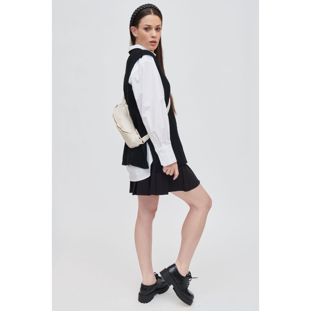 Woman wearing Ivory Urban Expressions Theos Belt Bag 840611107343 View 3 | Ivory