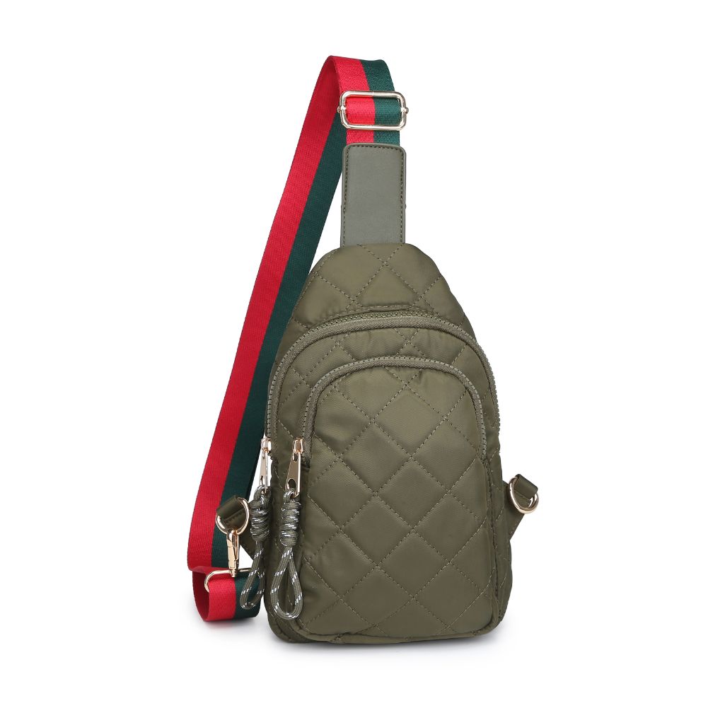Urban Expressions Ace - Quilted Nylon Sling Backpack 840611101693 View 5 | Olive