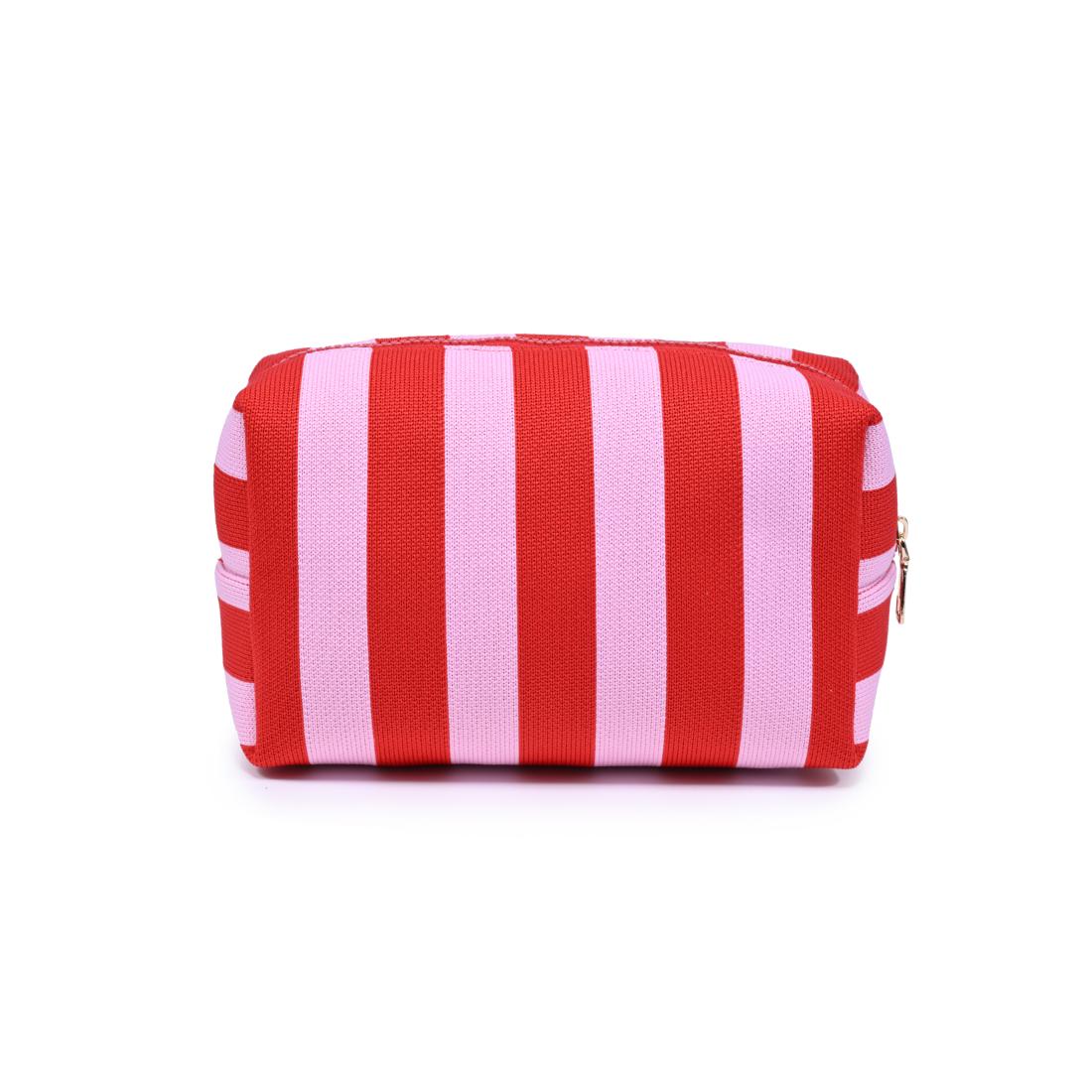 Urban Essentials Essential Stripe Cosmetic & Travel Organizer Pouch 840504207396 View 7 | Red Pink