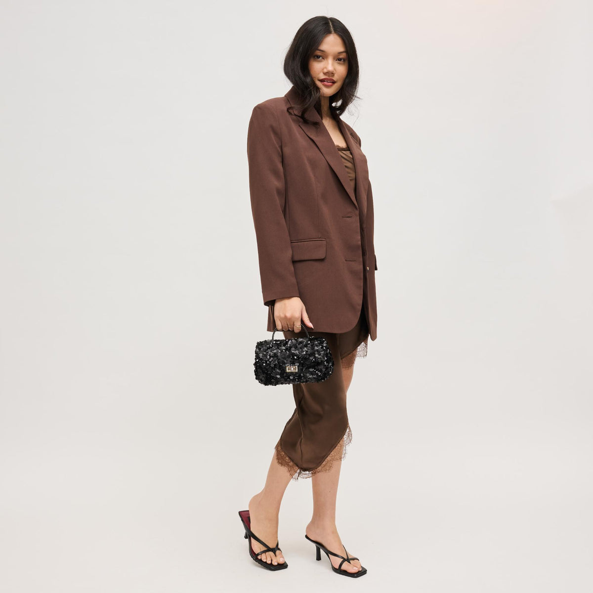 Woman wearing Black Urban Expressions Ella Evening Bag 840504204364 View 4 | Black