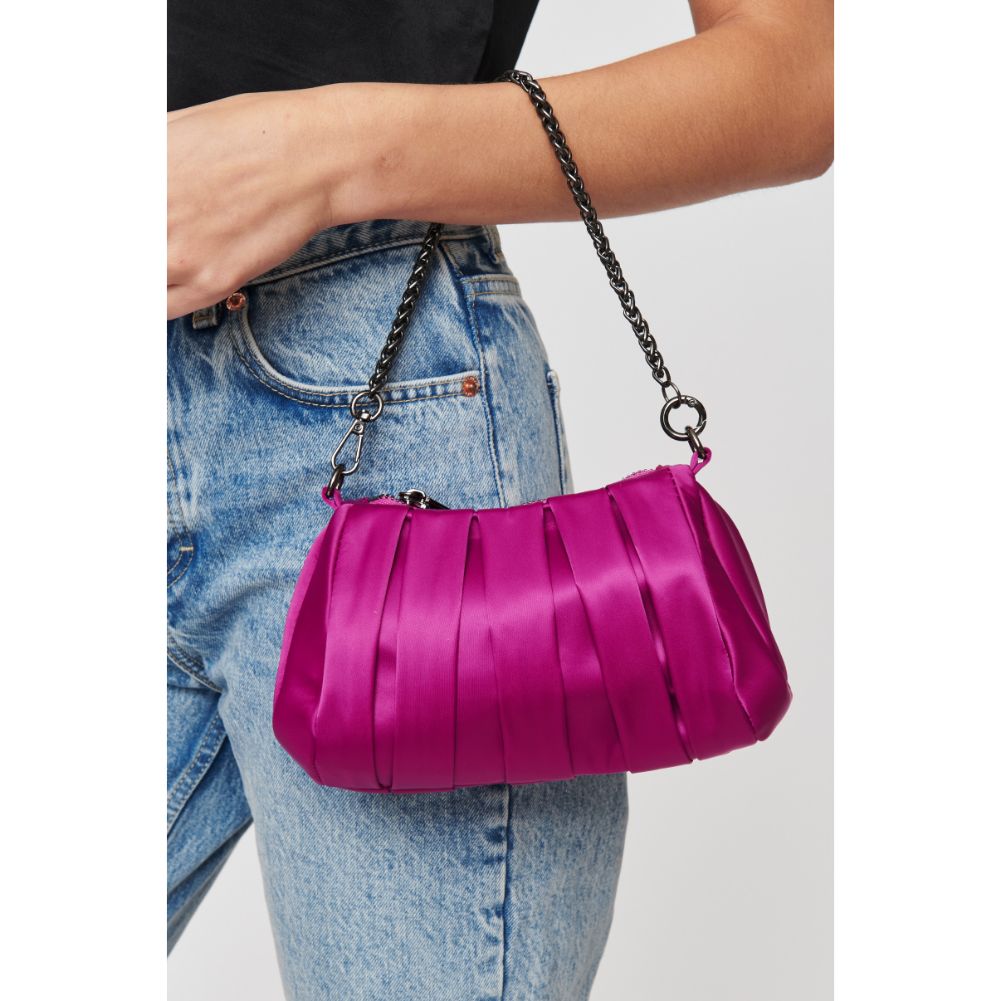 Woman wearing Purple Urban Expressions Sonya Evening Bag 840611108609 View 3 | Purple