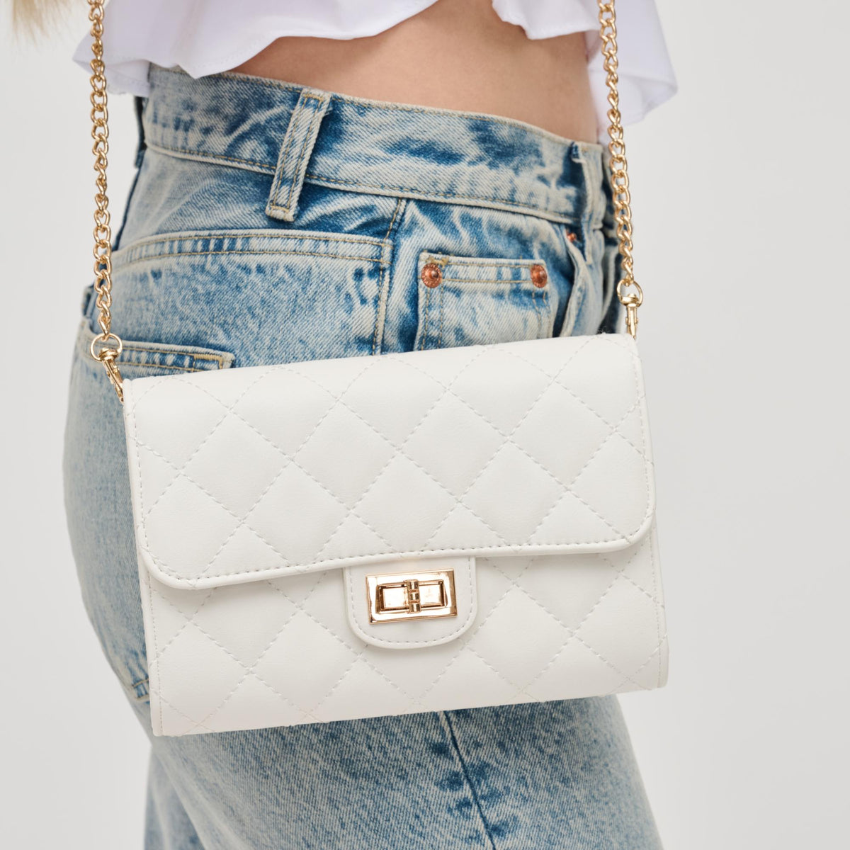 Woman wearing White Urban Expressions Winona Crossbody 840611131126 View 3 | White