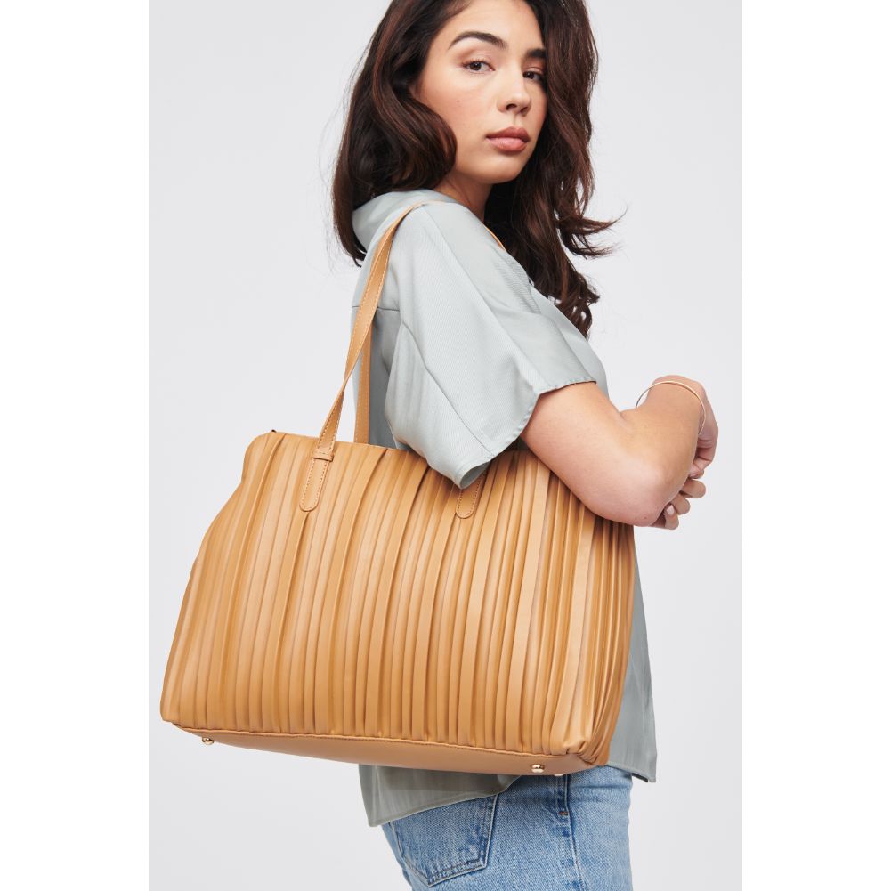 Woman wearing Camel Urban Expressions Maura Tote 818209015967 View 2 | Camel