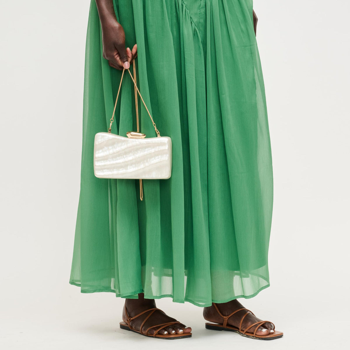 Woman wearing Ivory Urban Expressions Oaklynn Evening Bag 840504206214 View 3 | Ivory