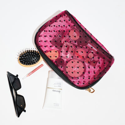 Woman wearing Hot Pink Urban Essentials Lovelace Cosmetic & Travel Organizer Dome Pouch 840611197931 View 1 | Hot Pink