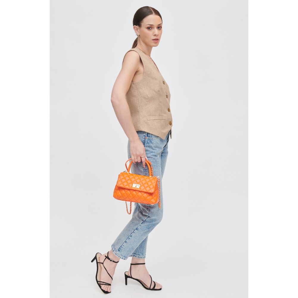 Woman wearing Tangerine Urban Expressions Cordelia - Quilted Crossbody 840611106346 View 3 | Tangerine