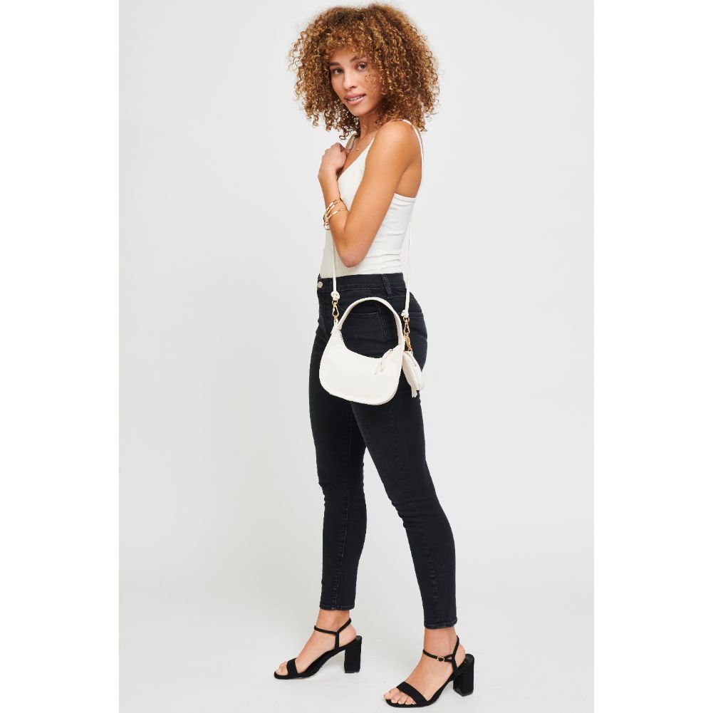 Woman wearing White Urban Expressions Ruby Crossbody 840611181688 View 4 | White
