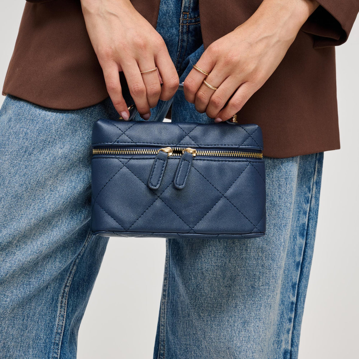 Woman wearing Navy Urban Expressions Snow Crossbody 840504215360 View 3 | Navy