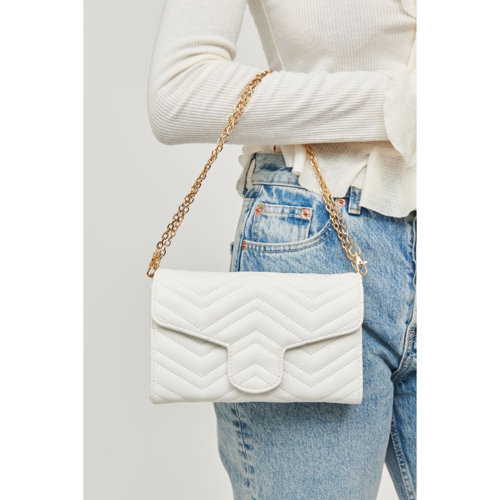 Woman wearing White Urban Expressions Gabriella Crossbody 840611110152 View 1 | White