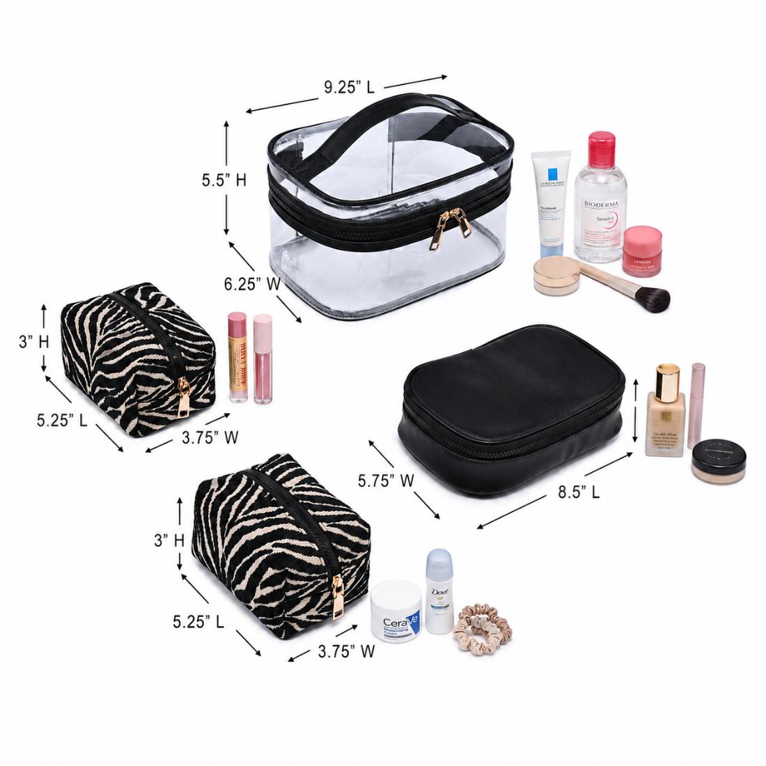 Woman wearing Natural Black Urban Essentials Zebrini - 4 Piece Train Case Set 840504215797 View 3 | Natural Black