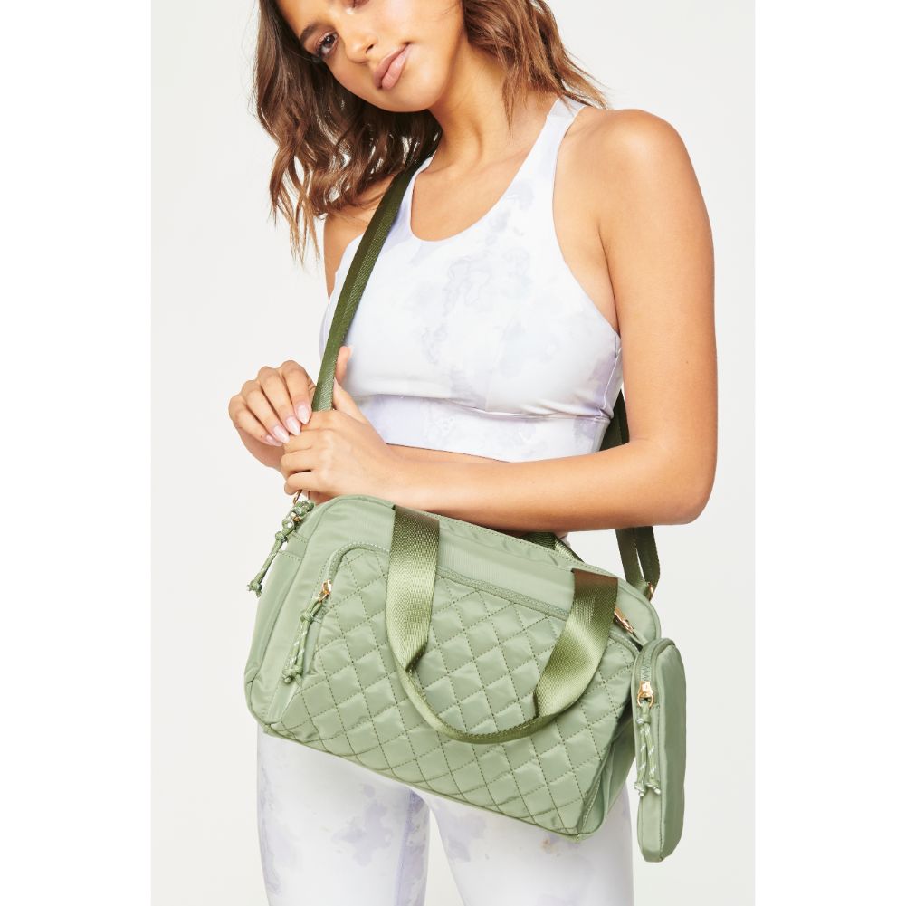 Woman wearing Sage Urban Expressions Payton Crossbody 840611180575 View 4 | Sage