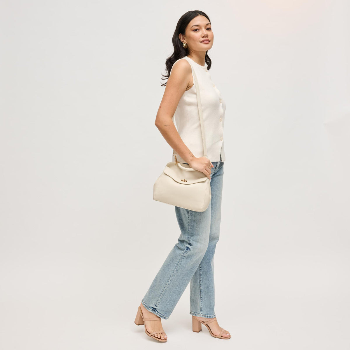 Woman wearing Ivory Urban Expressions Liza Crossbody 840504208263 View 2 | Ivory