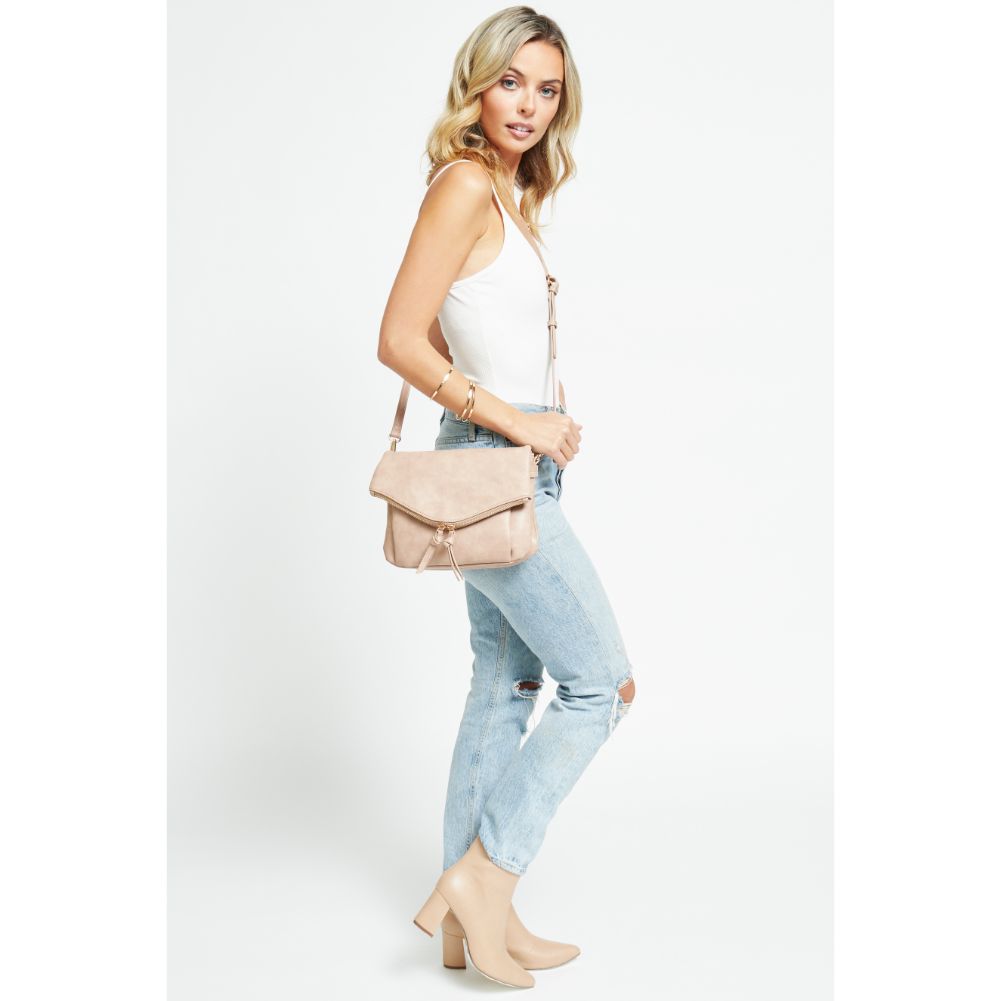 Woman wearing Almond Urban Expressions Erin Crossbody 840611178794 View 3 | Almond