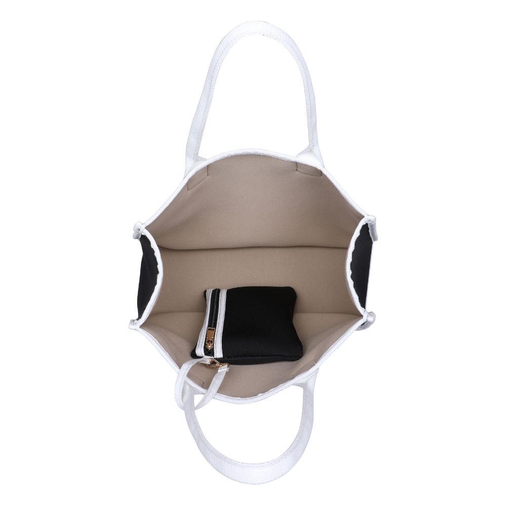 Woman wearing Black White Urban Expressions Wade Tote 840611118141 View 9 | Black White