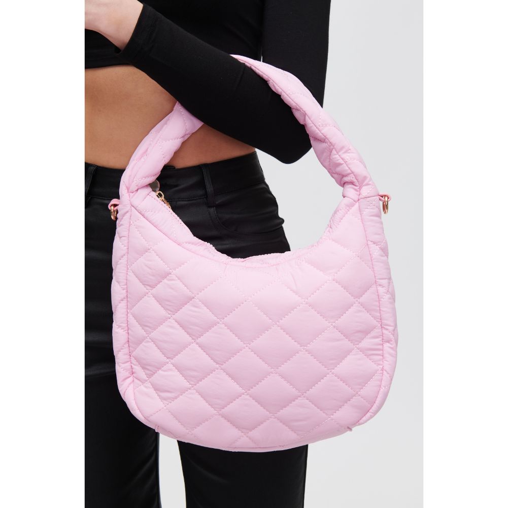 Woman wearing Rose Urban Expressions Sonoma - Quilted Nylon Hobo 840611118479 View 4 | Rose