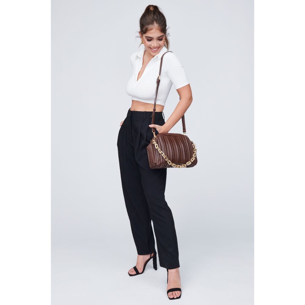 Woman wearing Espresso Urban Expressions Rylee Crossbody 818209011983 View 3 | Espresso