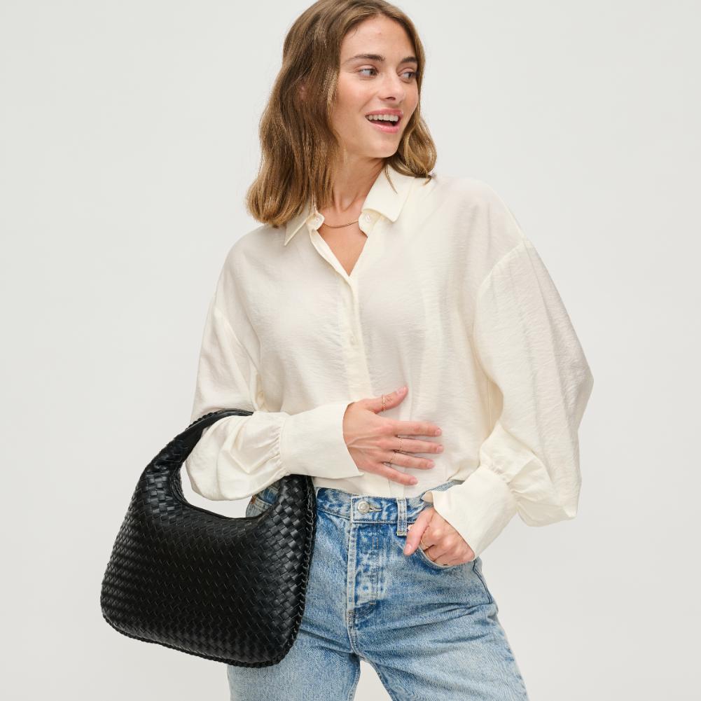 Woman wearing Black Urban Expressions Adela Hobo 840611134479 View 2 | Black