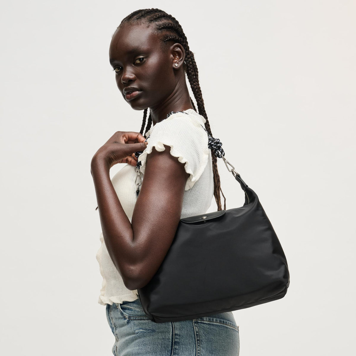 Woman wearing Black Urban Expressions Nova Hobo 840504206061 View 4 | Black