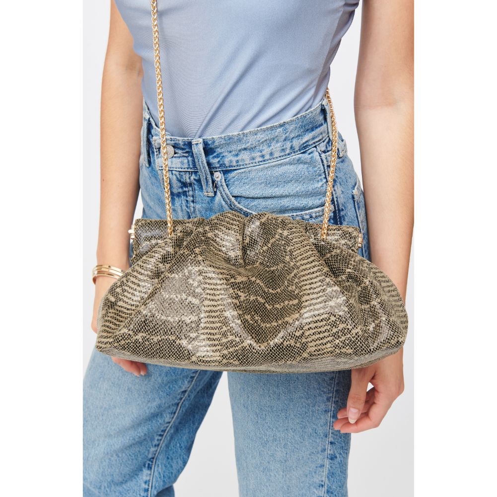 Woman wearing Olive Urban Expressions Keri Clutch 840611185297 View 2 | Olive
