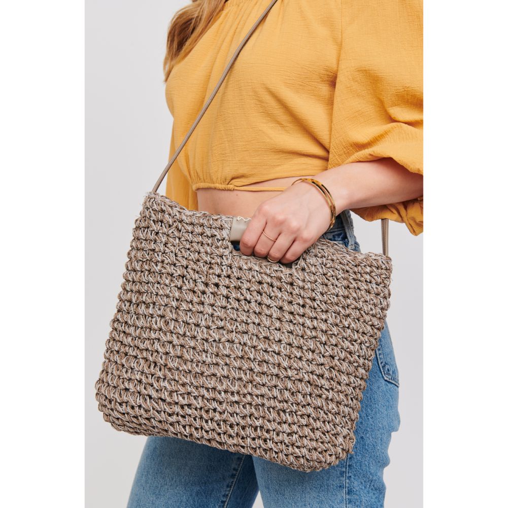 Woman wearing Grey Urban Expressions Southampton Crossbody 818209018692 View 4 | Grey